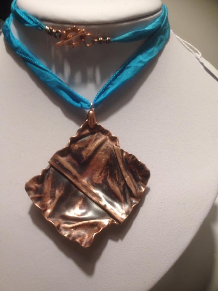foldformed copper necklace