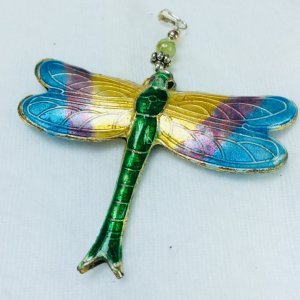 Chinese Cloisonne Dragonfly, sterling silver, apetite