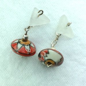 Hand crafted porcelain, flower agate, sterling silver