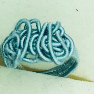turquoise silk covered artistic wire ring