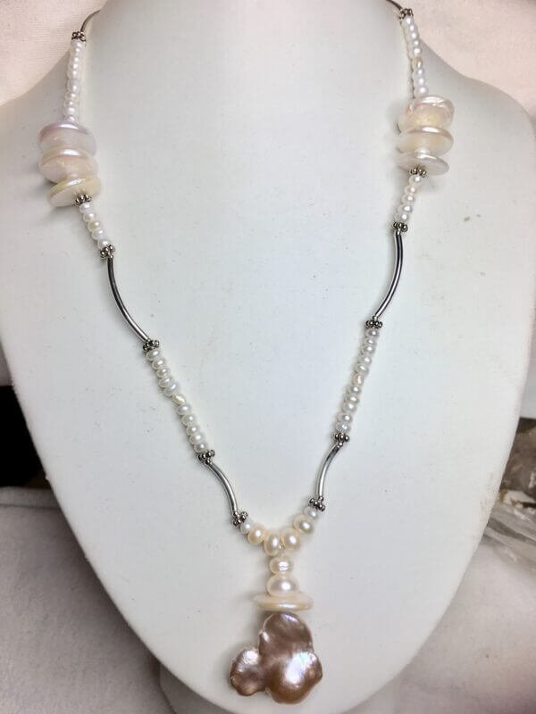 Freshwater pearl, sterling silver with Pearl drop